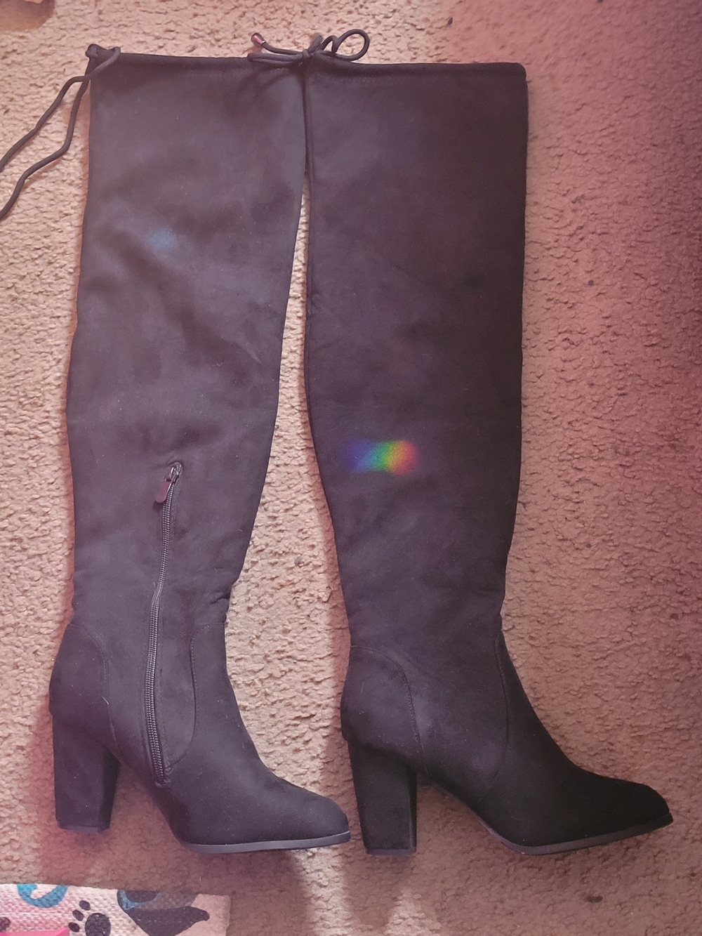 Source Unknown Black Over-the-Knee Block Heel Boots